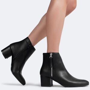 J. Adams Zuma Pointed Toe Zip Ankle Boots Black PU